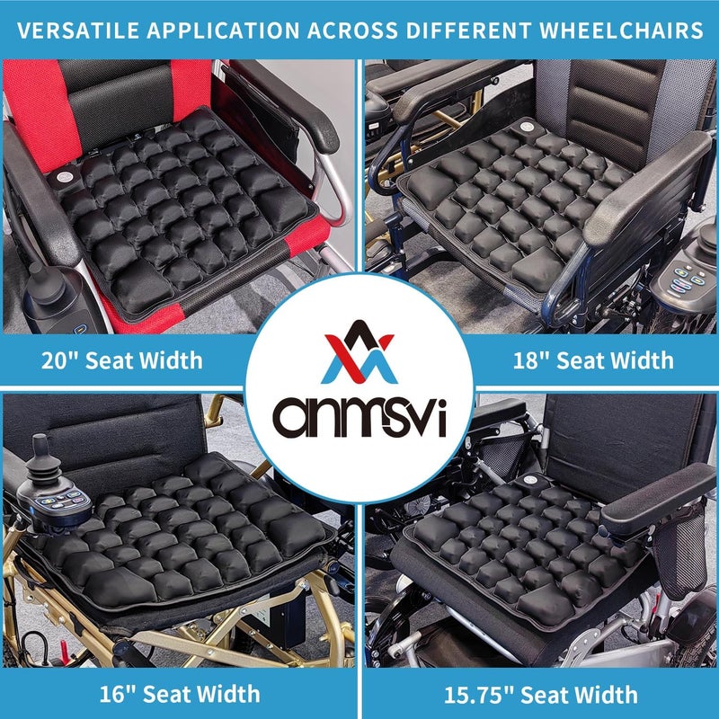 ANMSVI Inflatable Seat Cushion for Car, Office and Wheelchair, Adjustable Firmness, Ergonomic Support for Lower Back and Tailbone, 18x16x2.1 inches, Grey Cover - Image 5